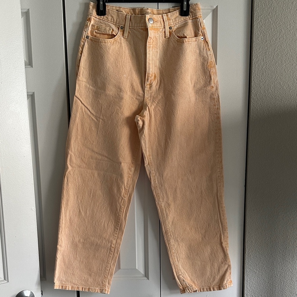 Trendy orange distressed cute jeans